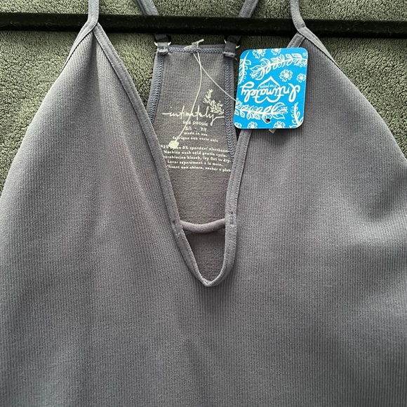 NWT Free People Move Along Bodysuit Grey Purple - Picture 3 of 4